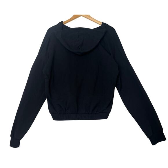 Beyond Yoga Cross Your Heart Wrap Hoodie Black sz L Activewear Pilates Lounge - Picture 3 of 6